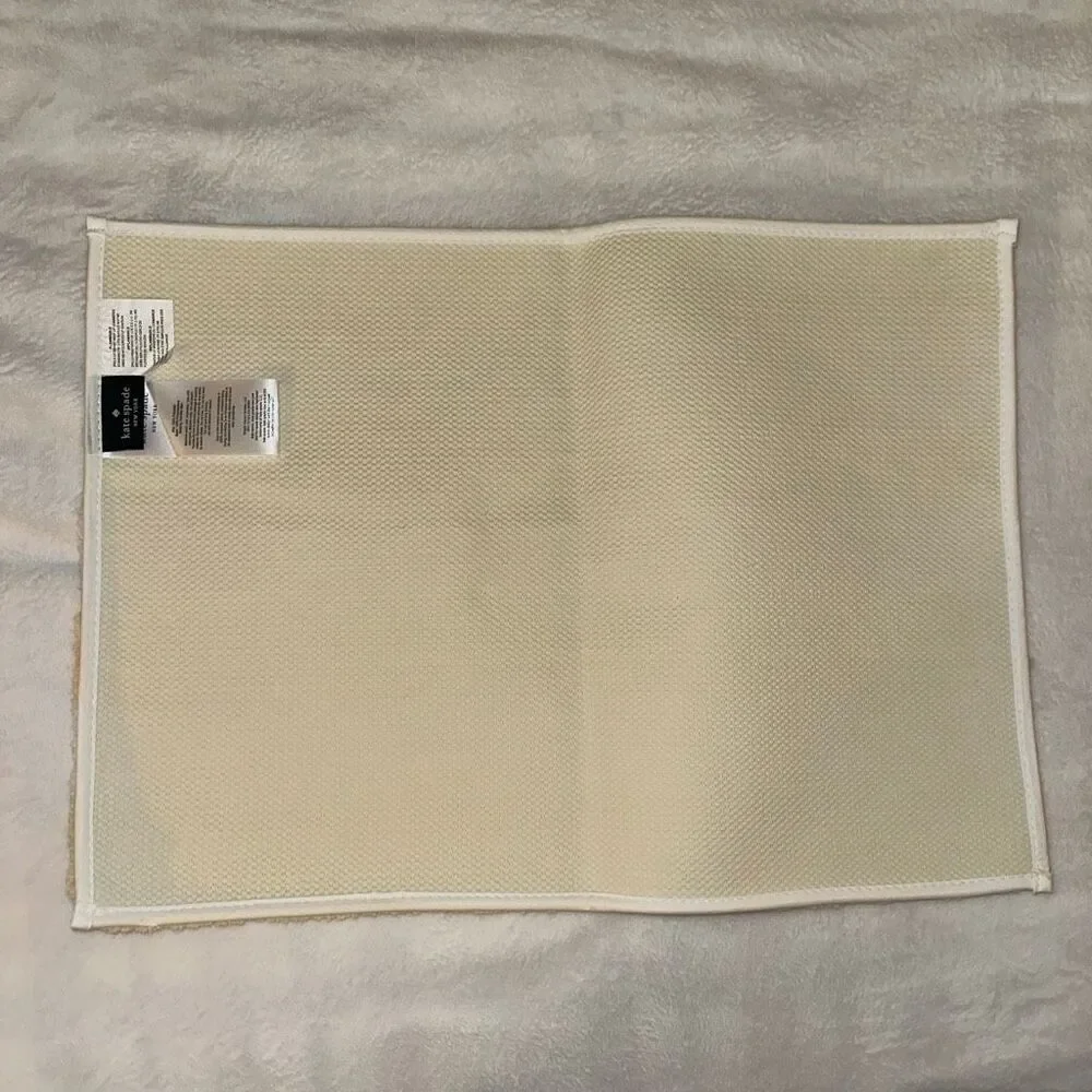 Kate Spade Bathroom Rug Bathmat Light Yellow White Stripes 17x24” NWT